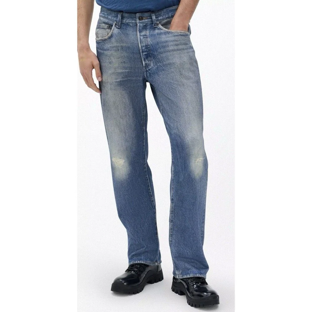 Rag & Bone Miramar Fit 4 Straight Pant Men Sz 32x30 Blue Knit Jeans Comfy NWOT